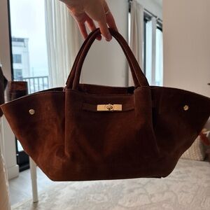 Elegant Brown Suede Handbag